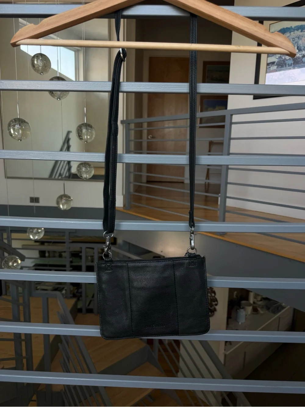 Day & Mood Black Leather Crossbody Bag